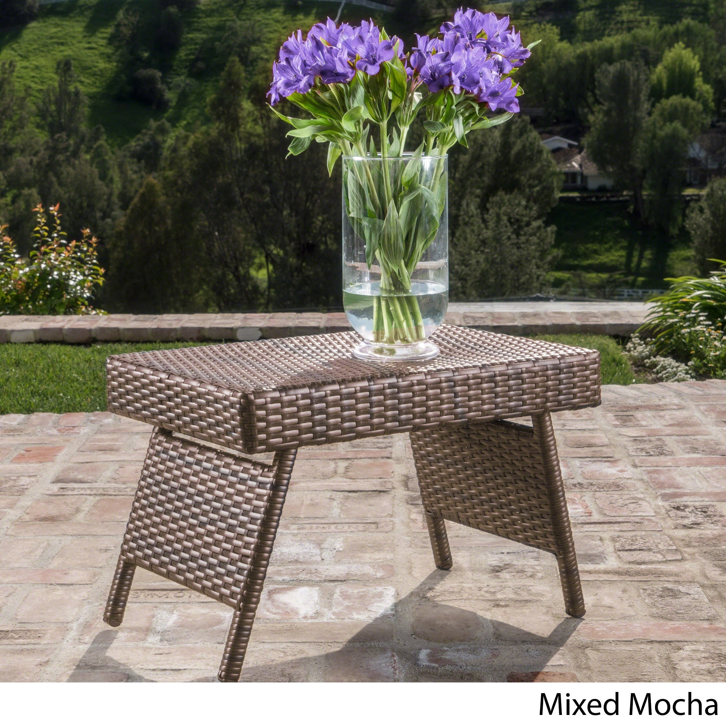 Adjustable Wicker Folding Table By Christopher Knight Home
