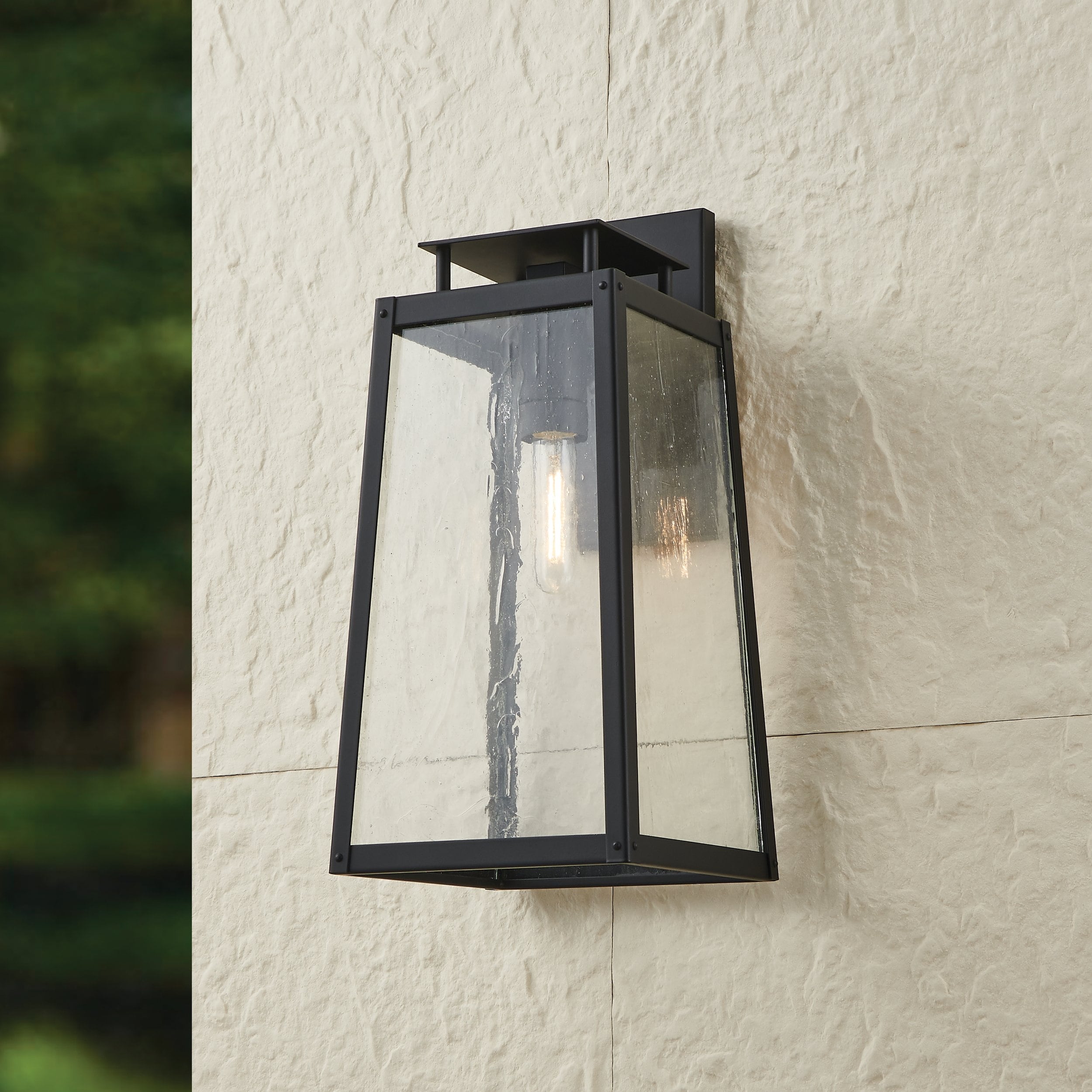 Salford 19 Inch 1 Light Matte Black Exterior Wall Sconce With Clear Antique Glass