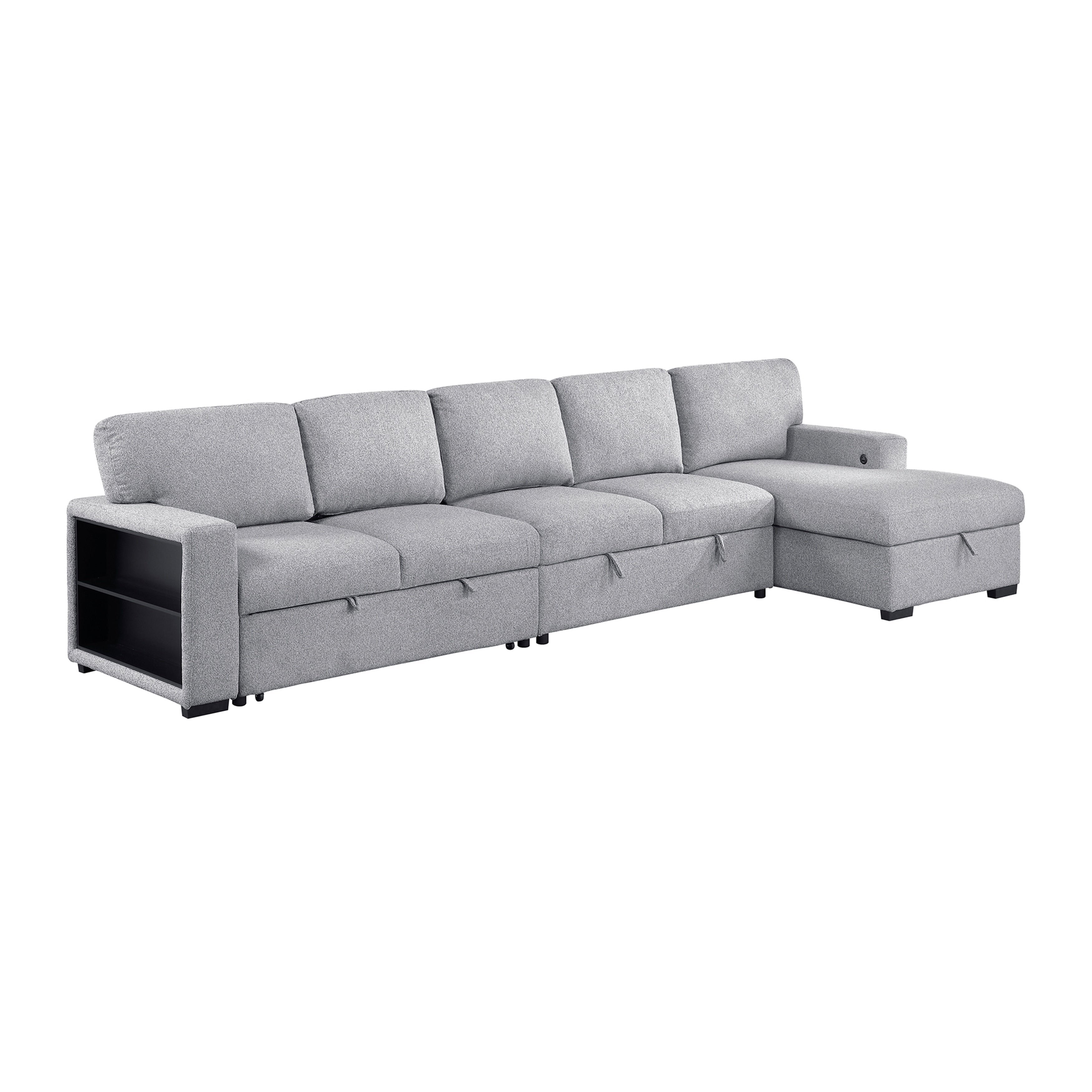 Salida 144.5 Boucle Sectional Sofa With Right Chaise Pull Out Bed