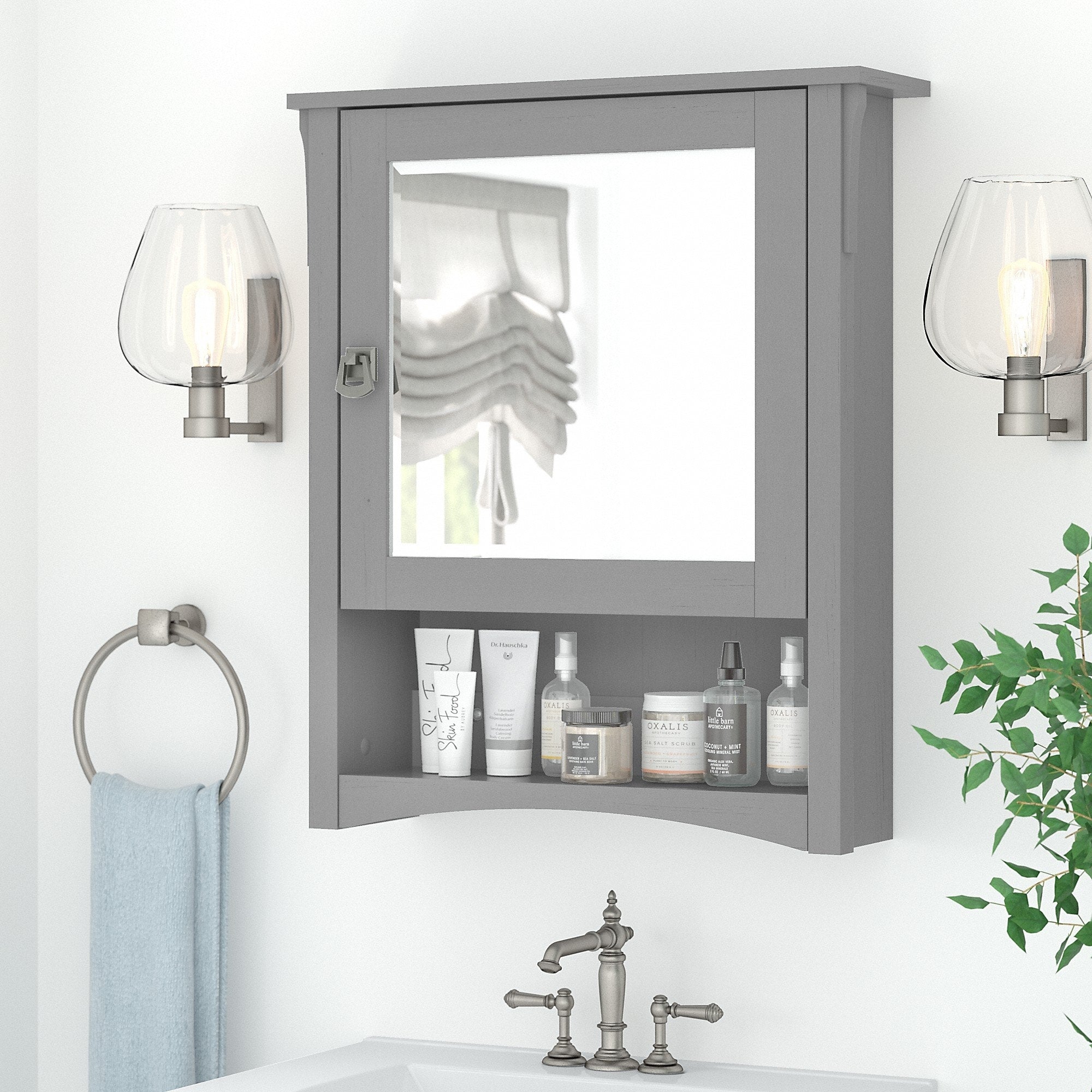 Salinas Bathroom Medicine Cabinet With Mirror By Bush Furniture