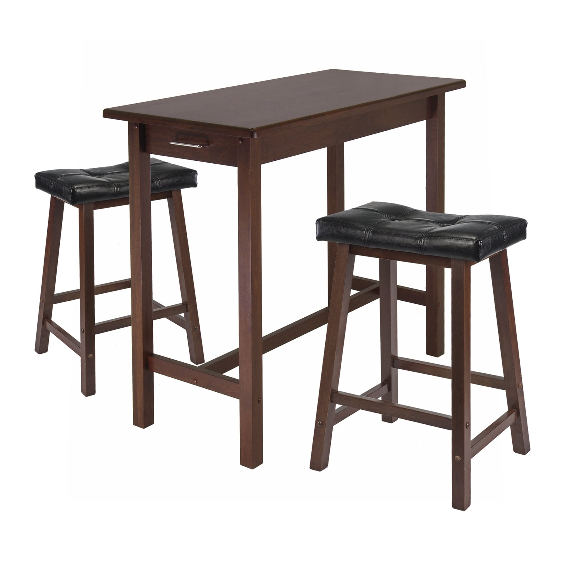Sally 3 Pc Breakfast Table Set With 2 Cushion Saddle Seat Stools