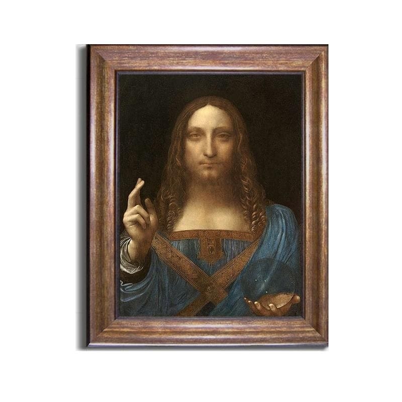Salvatore Mundi Savior Of The World By Leonardo Da Vinci Bronze Gold Framed Canvas Art 24 In X 18 In Framed Size