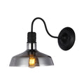 Salvin Black Metal 1 Light Wall Sconce Wtih 10 Inch Smoked Glass Shade Includes Edison Bulb