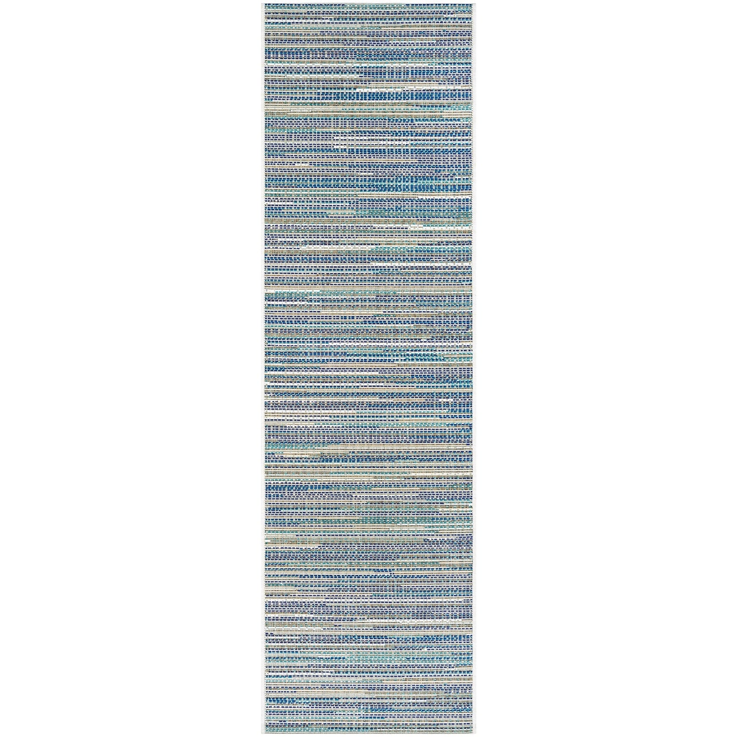 Couristan Monaco Alassio Sand Azure Turquoise Indoor Outdoor Runner Rug 23 X 119 Runner
