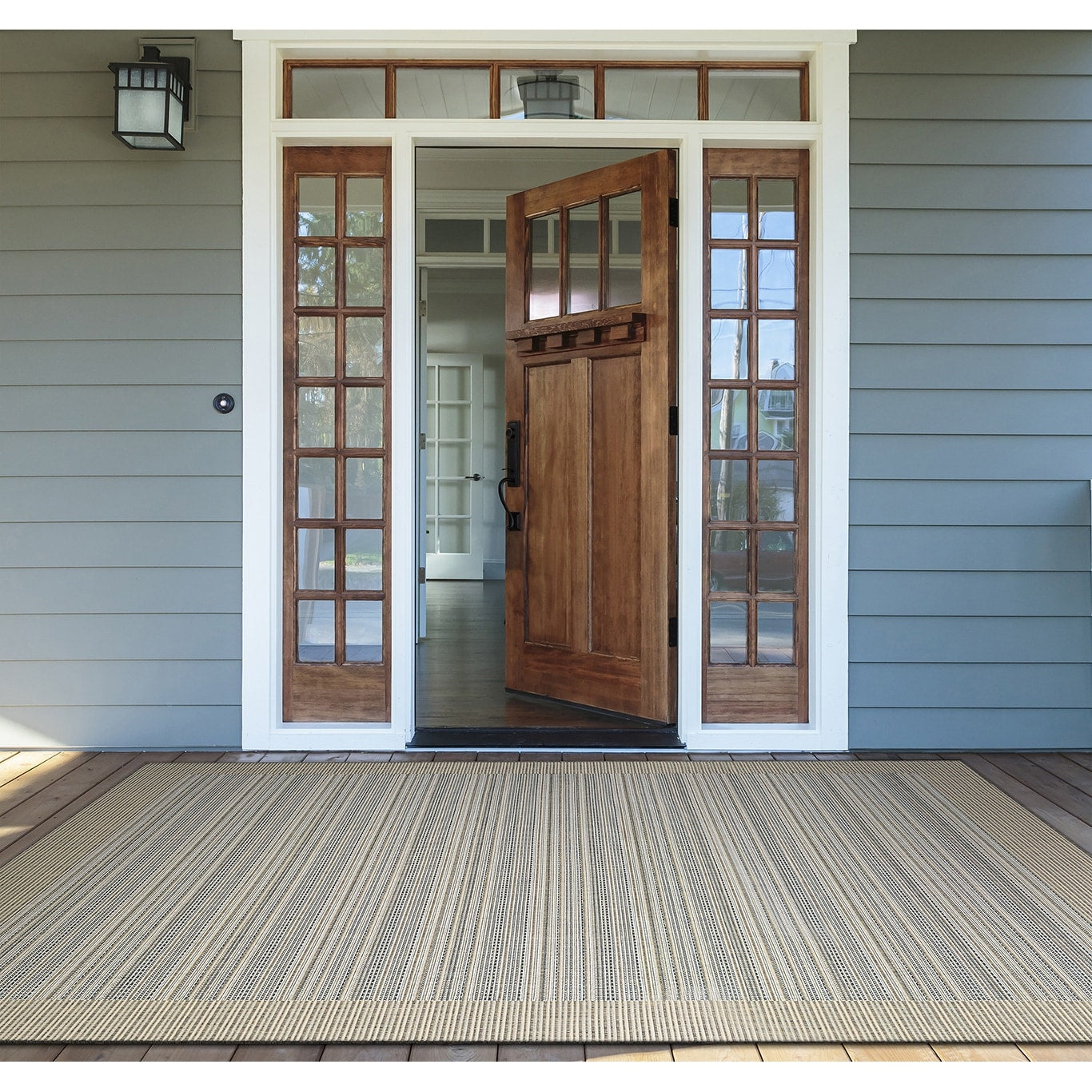 Samantha Stripes Tan Indoor Outdoor Area Rug 86 X 13