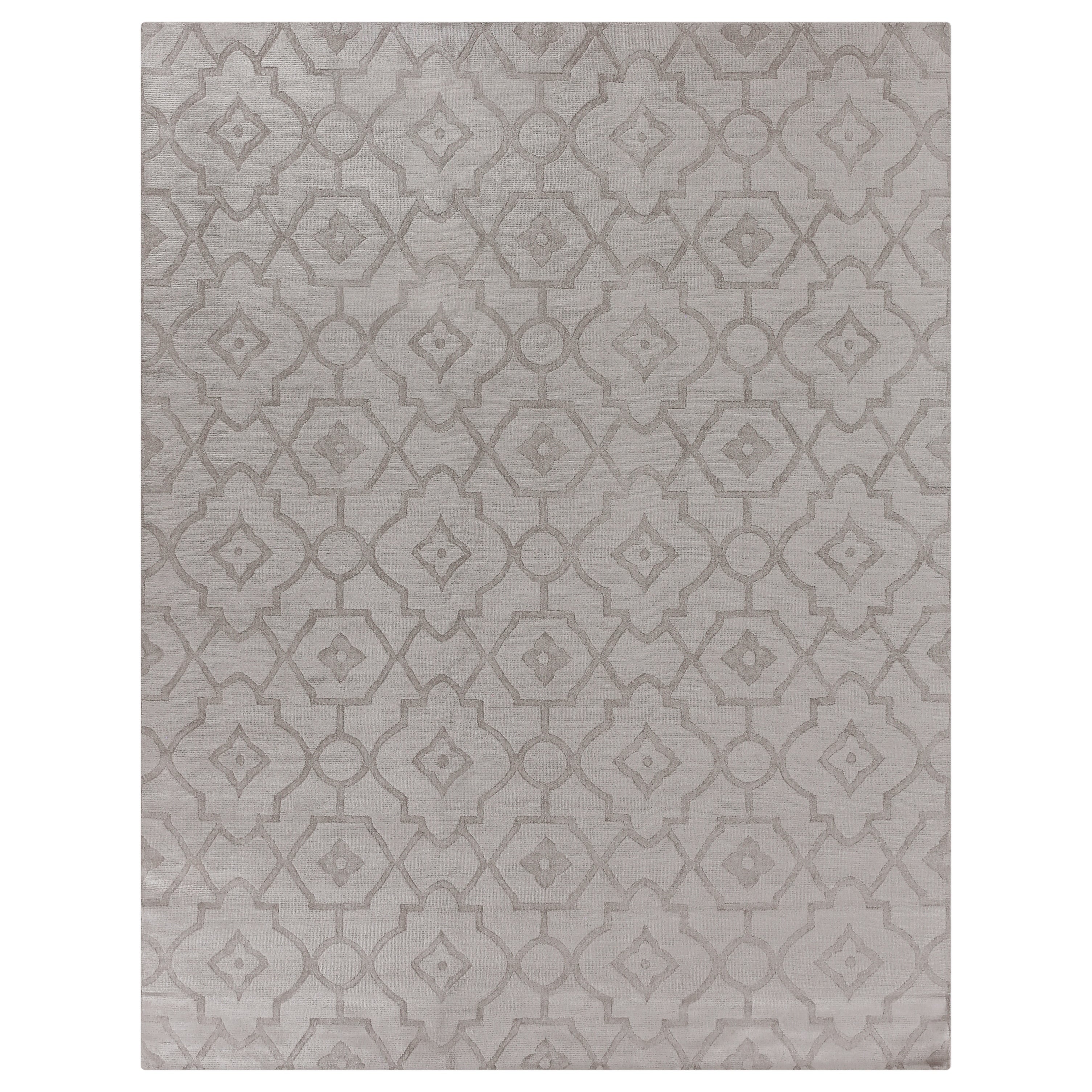 Samara Handloomed Bamboo Silk Silver Area Rug 12 X 15