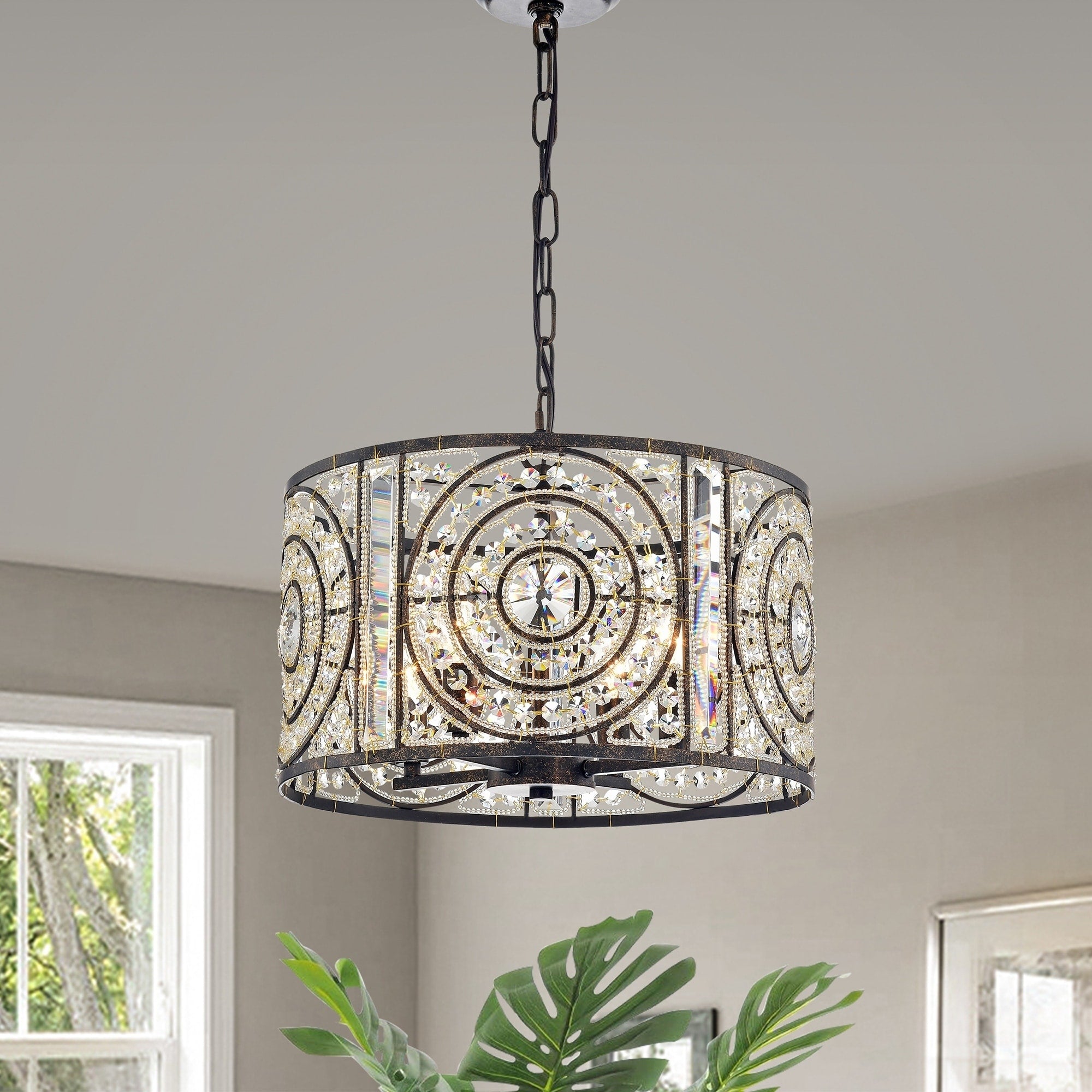 Samel 4 Light Antique Bronze Metal Chandelier
