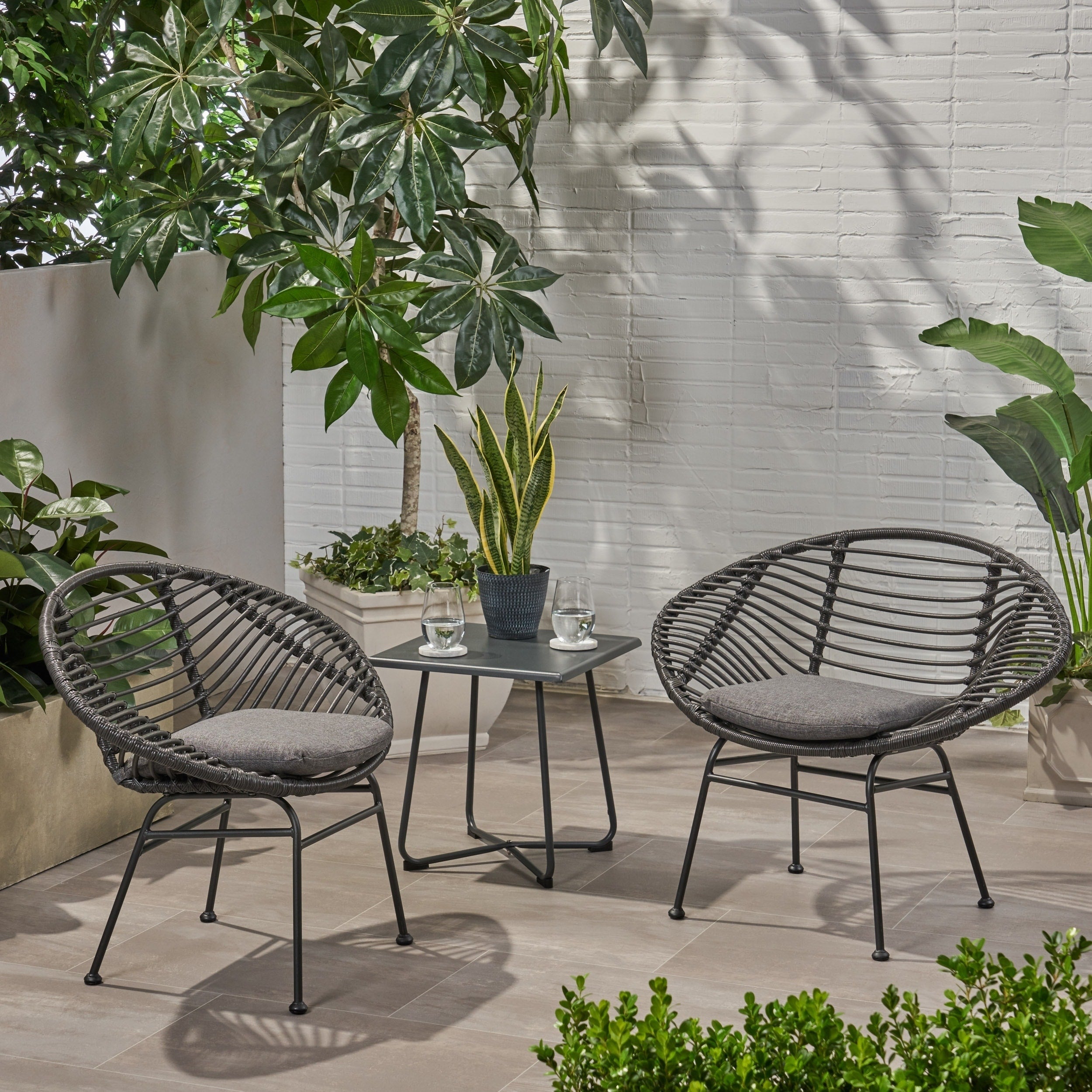 San Antonio Outdoor Woven Faux Rattan Chairs With Cushions Set Of 2 By Christopher Knight Home