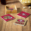 San Francisco 49Ers 4 Piece Ceramic Coasters Set With Wood Caddy