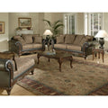 San Marino 2 Tone Chocolate Brown Fabric Sofa Loveseat