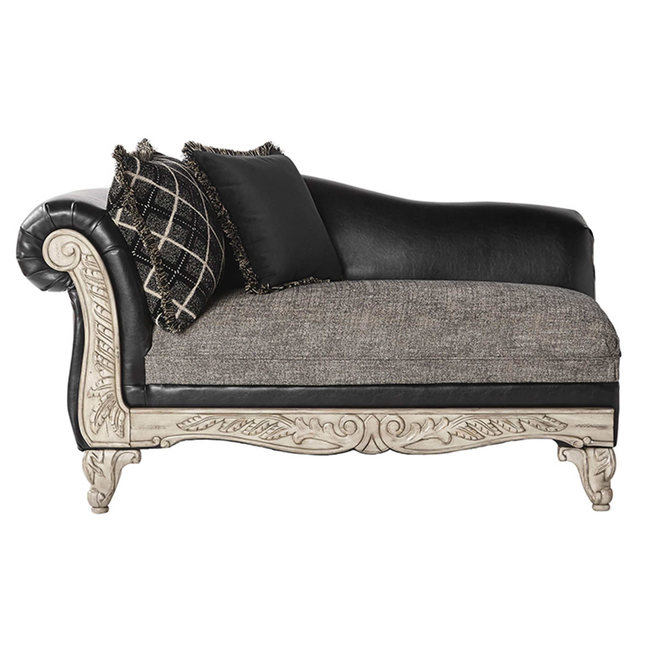 San Marino 2 Tone Fabric Wooden Frame Chaise In Ebony