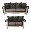 San Marino 2 Tone Fabric Wooden Frame Sofa And Loveseat Set In Ebony