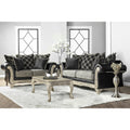 San Marino 2 Tone Fabric Wooden Frame Sofa And Loveseat With 3 Tables Set