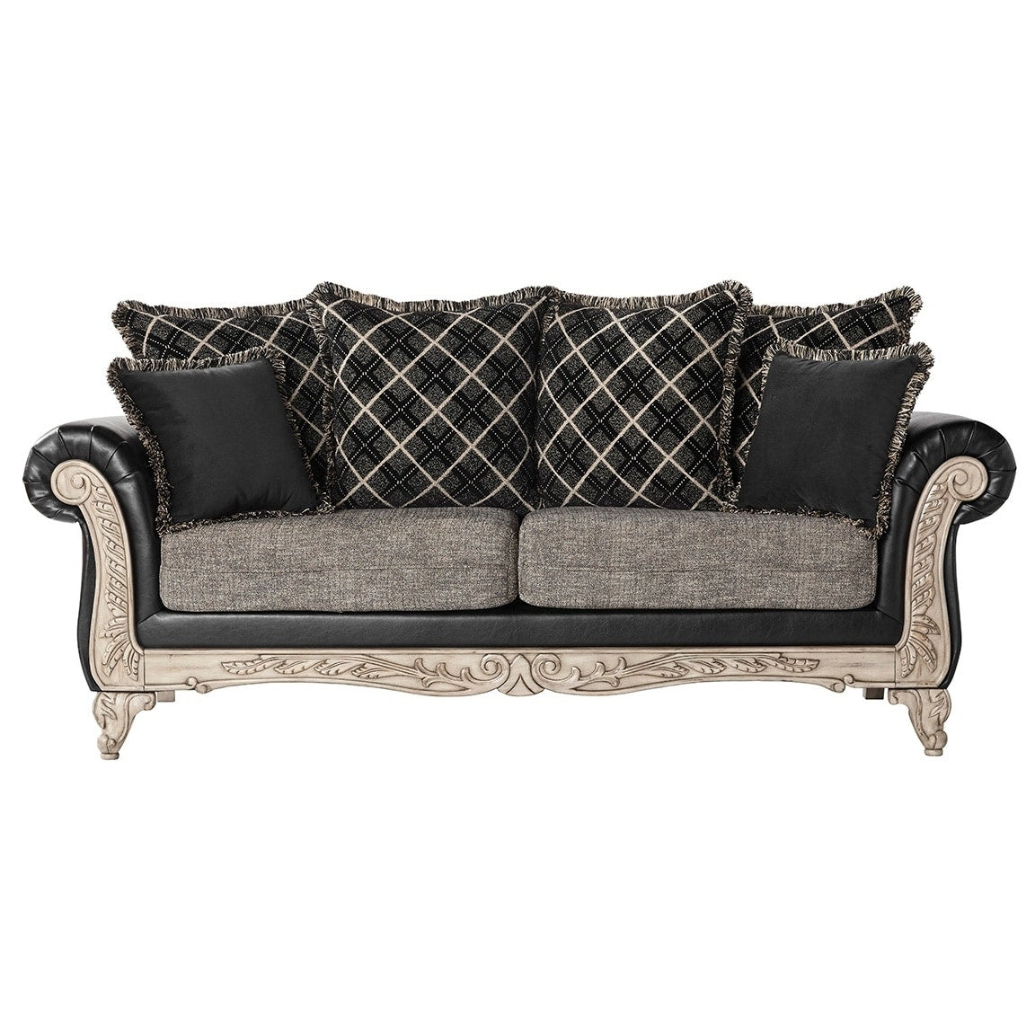 San Marino 2 Tone Fabric Wooden Frame Sofa In Ebony