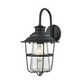 San Mateo Textured Matte Black With Clear Seedy Glass 1 Light Outdoor Wall Sconce