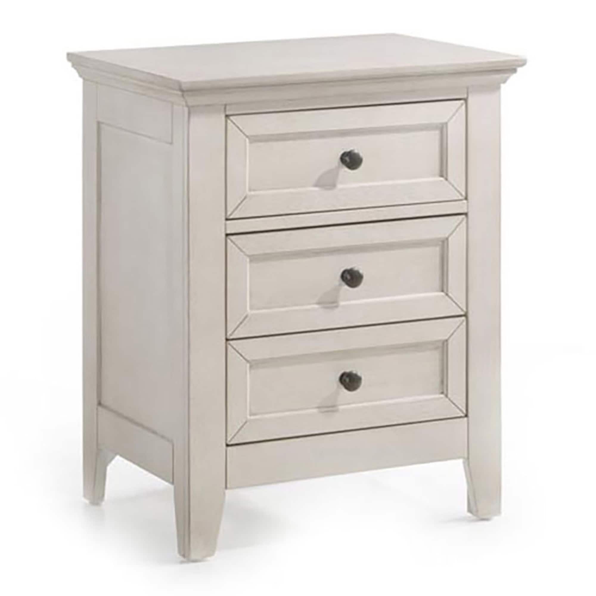 San Mateo Rustic White 3 Drawer Nightstand