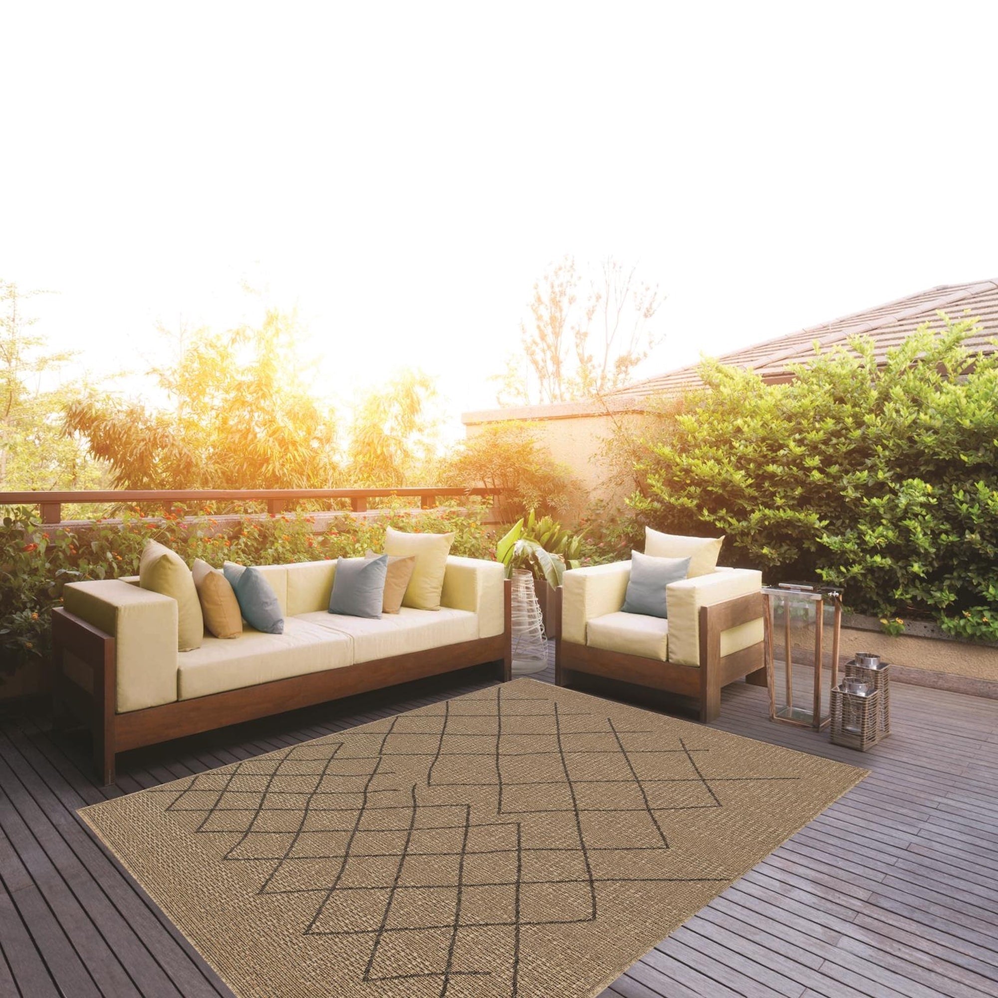 San Pedro Collection Natural Tan Geometric Area Rug