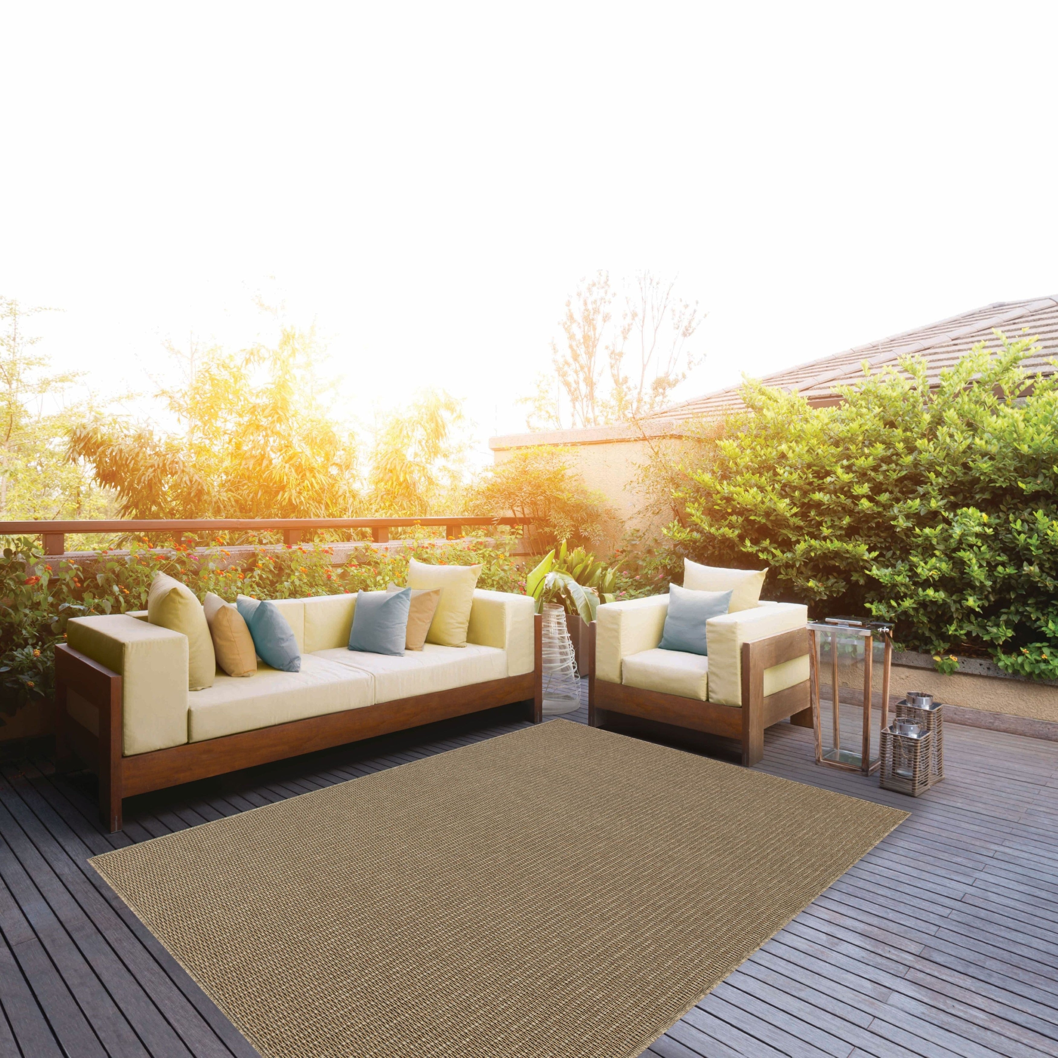 San Pedro Collection Natural Tan Geometric Area Rug