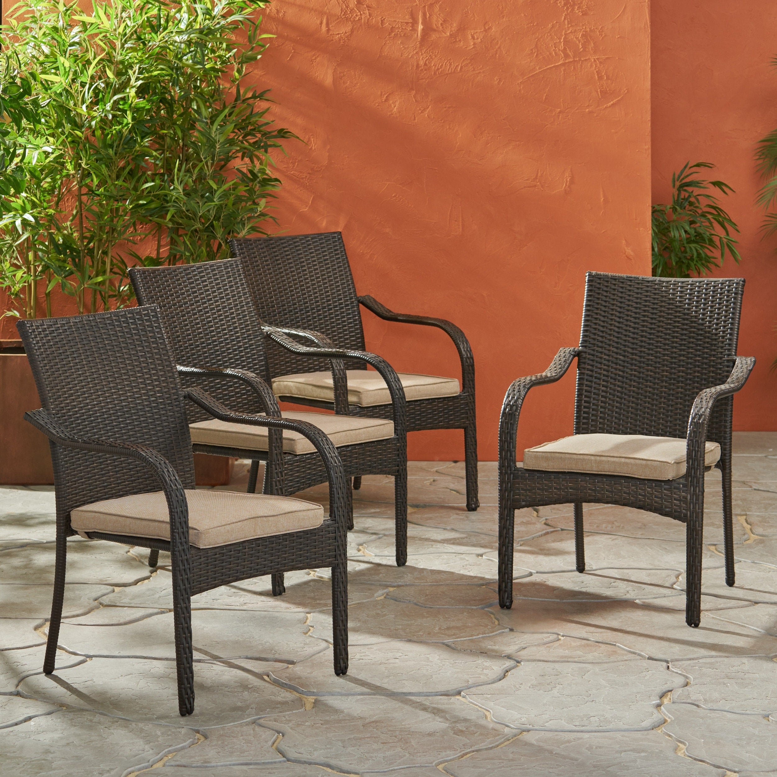 San Pico Outdoor Wicker Stacking Chairs Set Of 4 By Christopher Knight Home