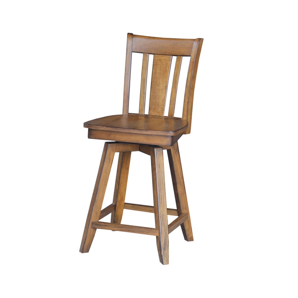 San Remo Counter Height Pecan Stool With Swivel And Auto Return