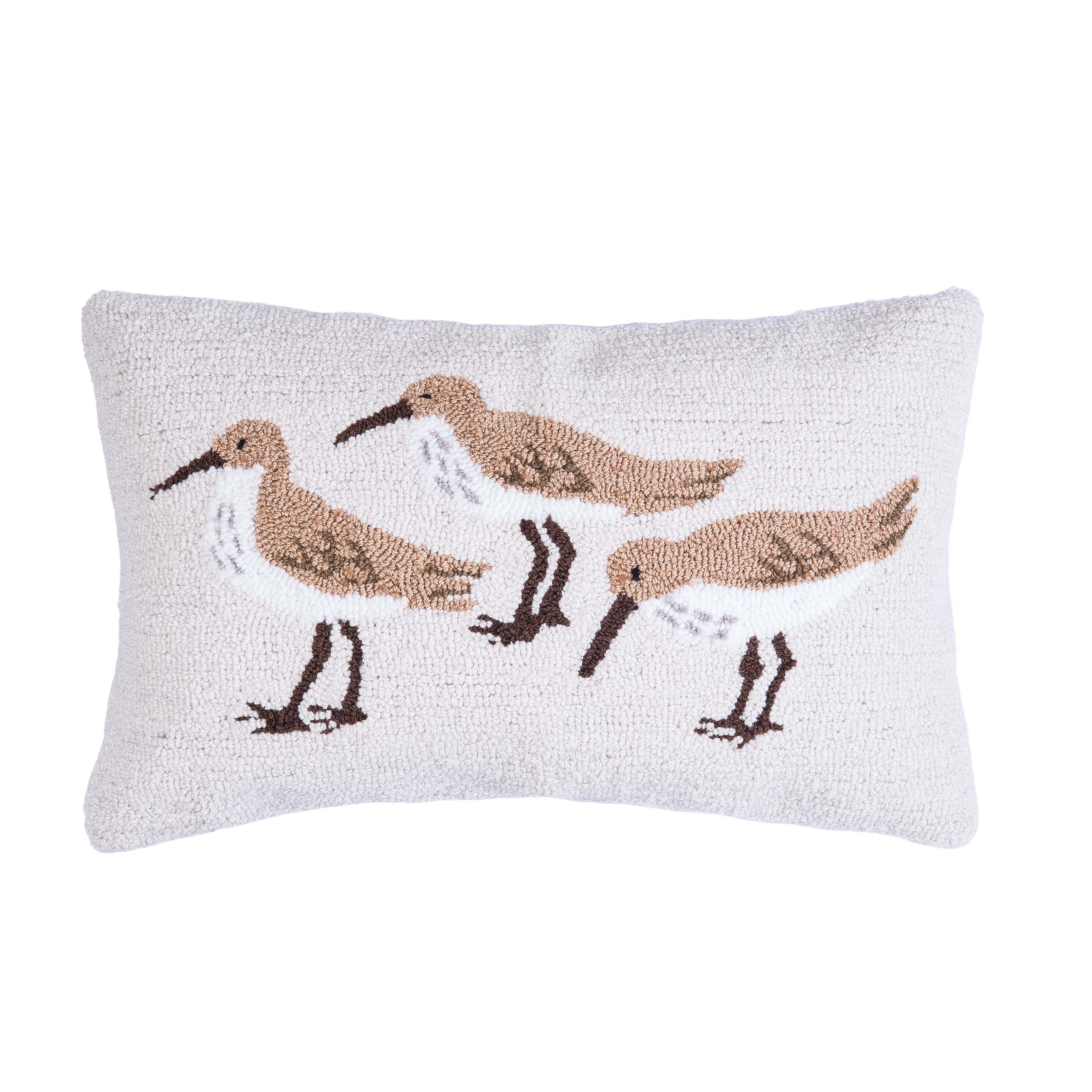 Sandpiper Trio Hooked Pillow