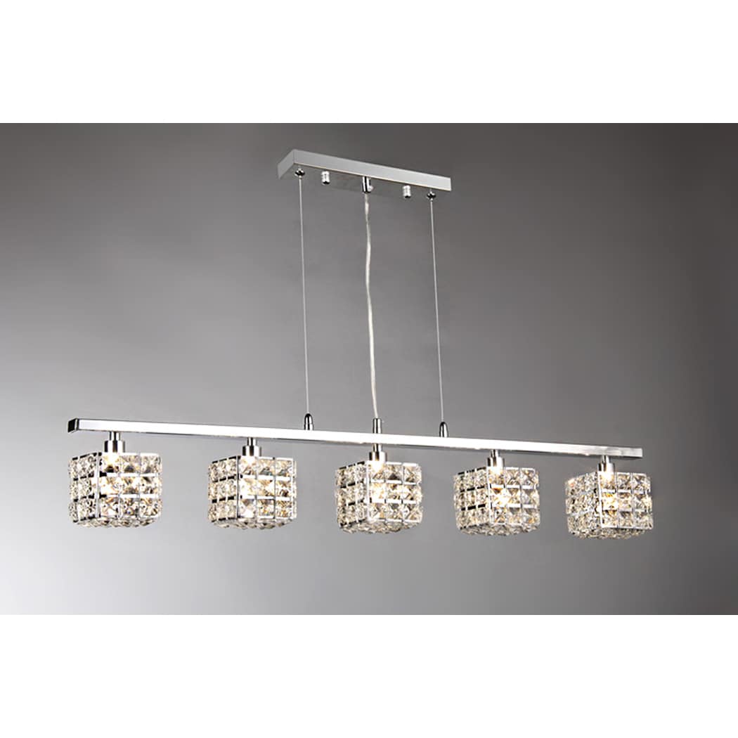 Sandra 5 Light Crystal 34 Inch Chrome Chandelier