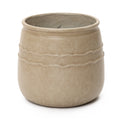 Sandstone Finish Fiber Clay Outdoor Planter With Wavy Ridges Garden Accent 12.6 H X 14.17 Diameter