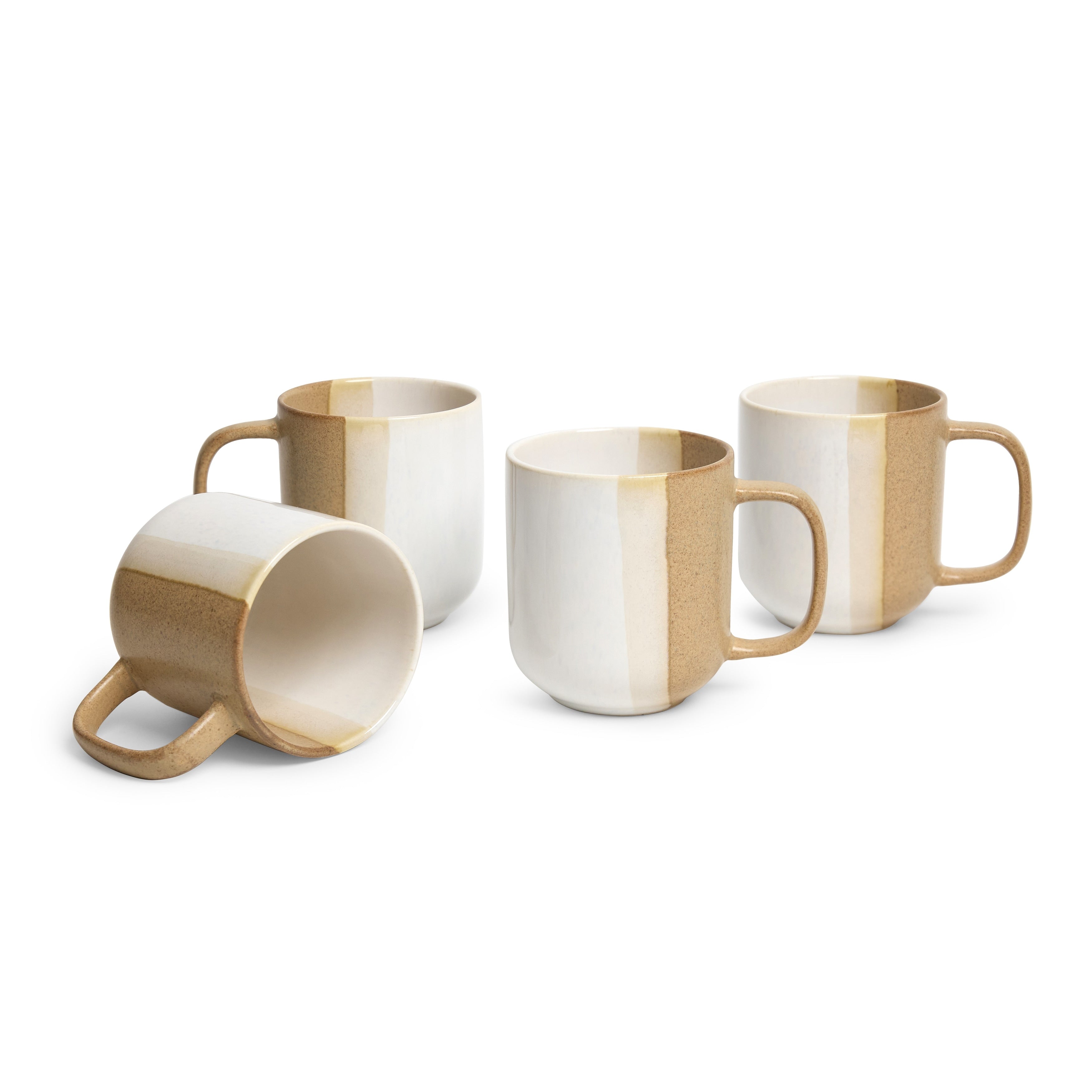 Sango Phoebe Caramel White Coffee Mugs Set Of 4 15 Oz Ceramic Cups