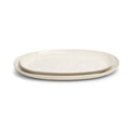 Sango Siterra 2 Piece Speckled Stoneware Serving Platter Set Oval Large Medium Ceramic Platters With Glossy Rustic Glaze