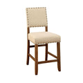 Sania Rustic Counter Height Chair In Ivory Linen Set Of 2