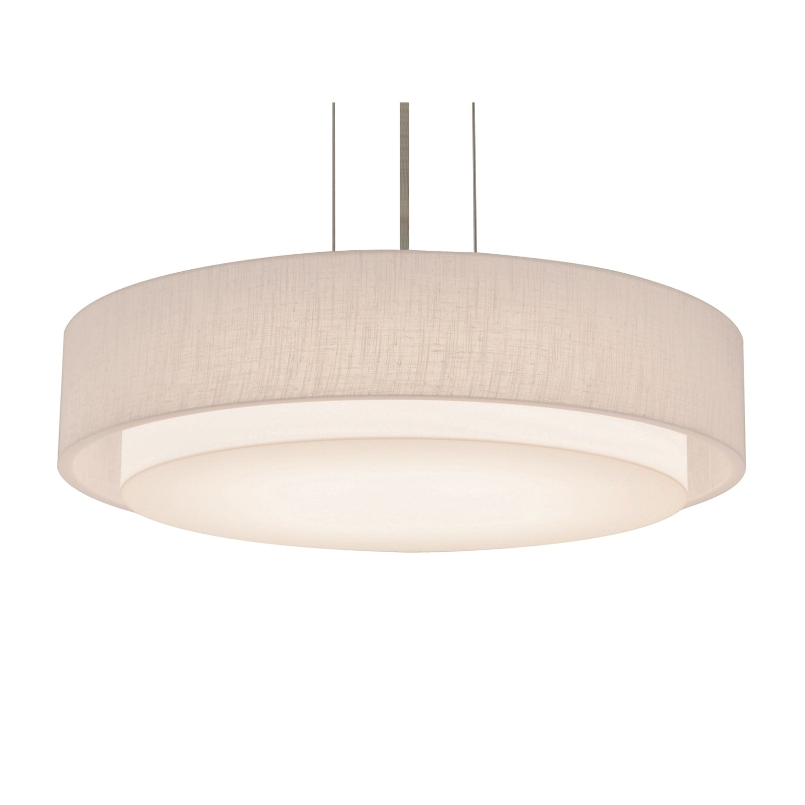 Sanibel 16 Inch Satin Nickel Led Pendant Linen White Shade