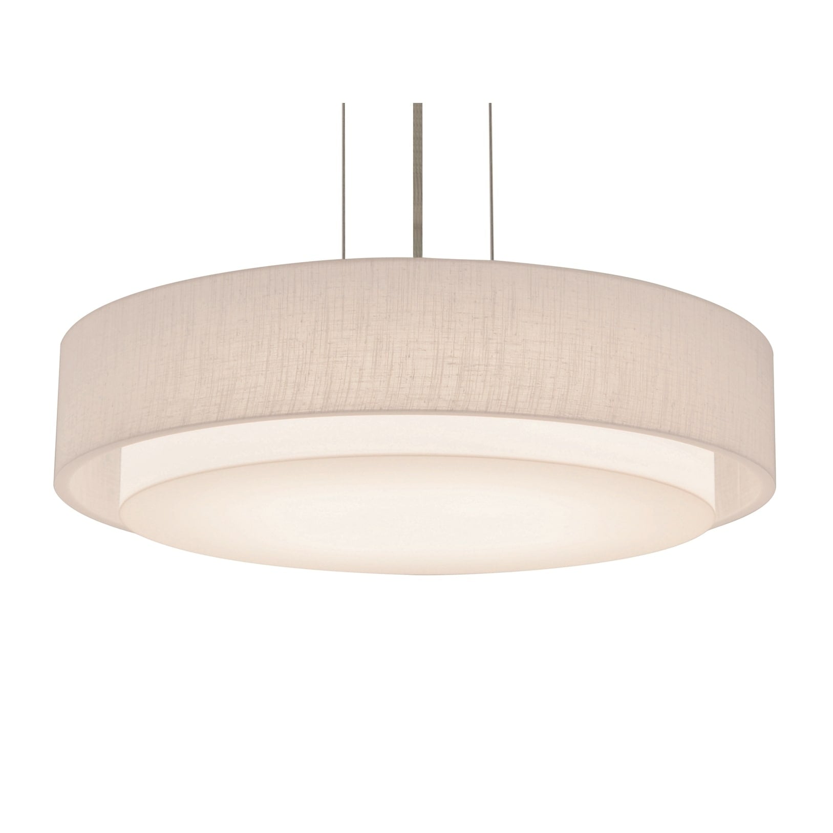 Sanibel 18 Inch Satin Nickel Led Pendant Linen White Shade