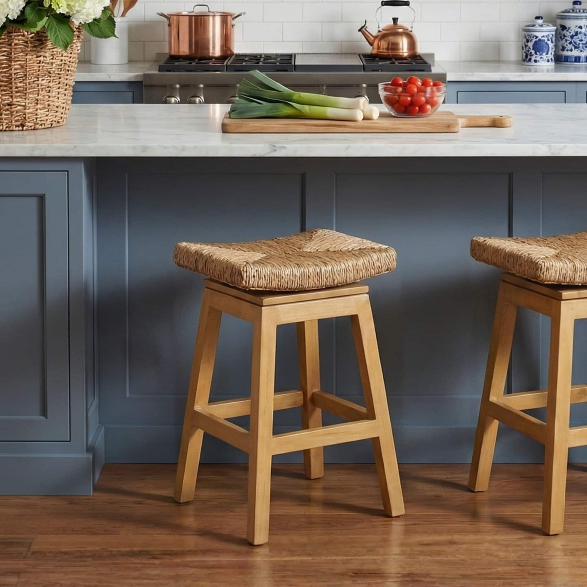 East At Mains Joyce Black Wood And Water Hyacinth Counter Stool
