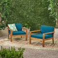 Santa Ana Outdoor Acacia Wood Club Chairs With Cushions Set Of 2 By Christopher Knight Home