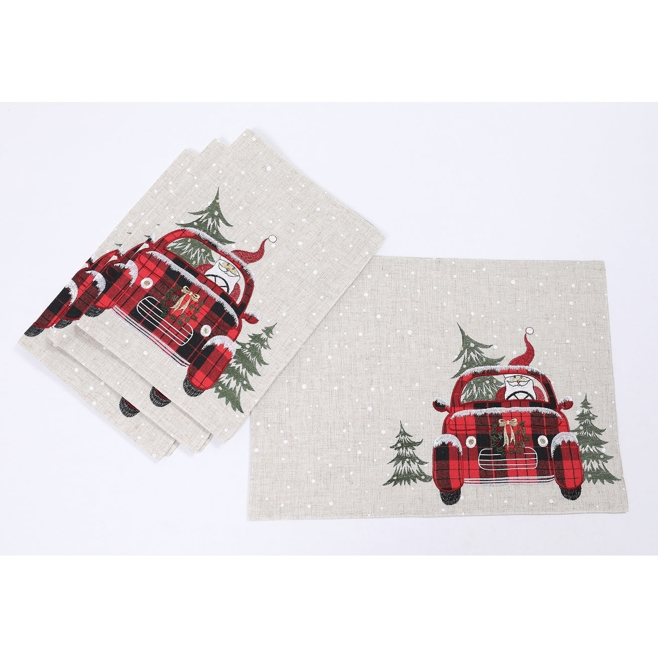 Santa Claus Riding On Car Christmas Placemats 14 By 20 Inch Set Of 4
