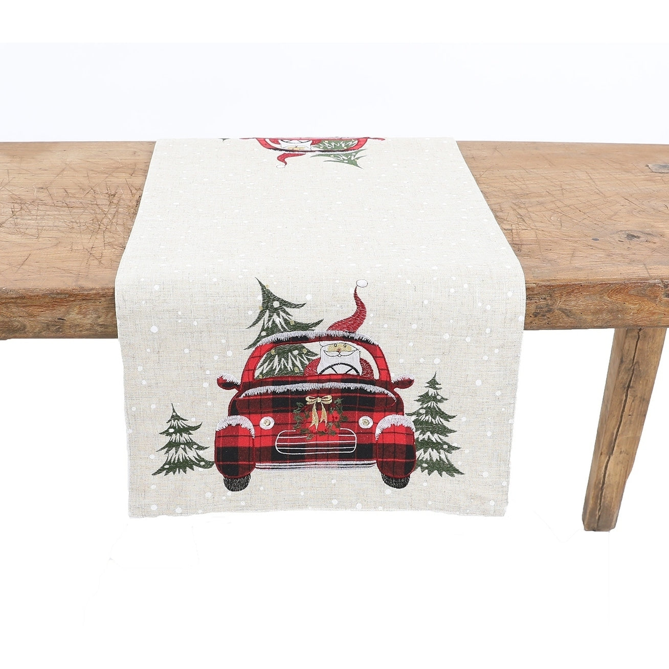 Santa Claus Riding On Car Christmas Table Runner 16 By 36 Inch