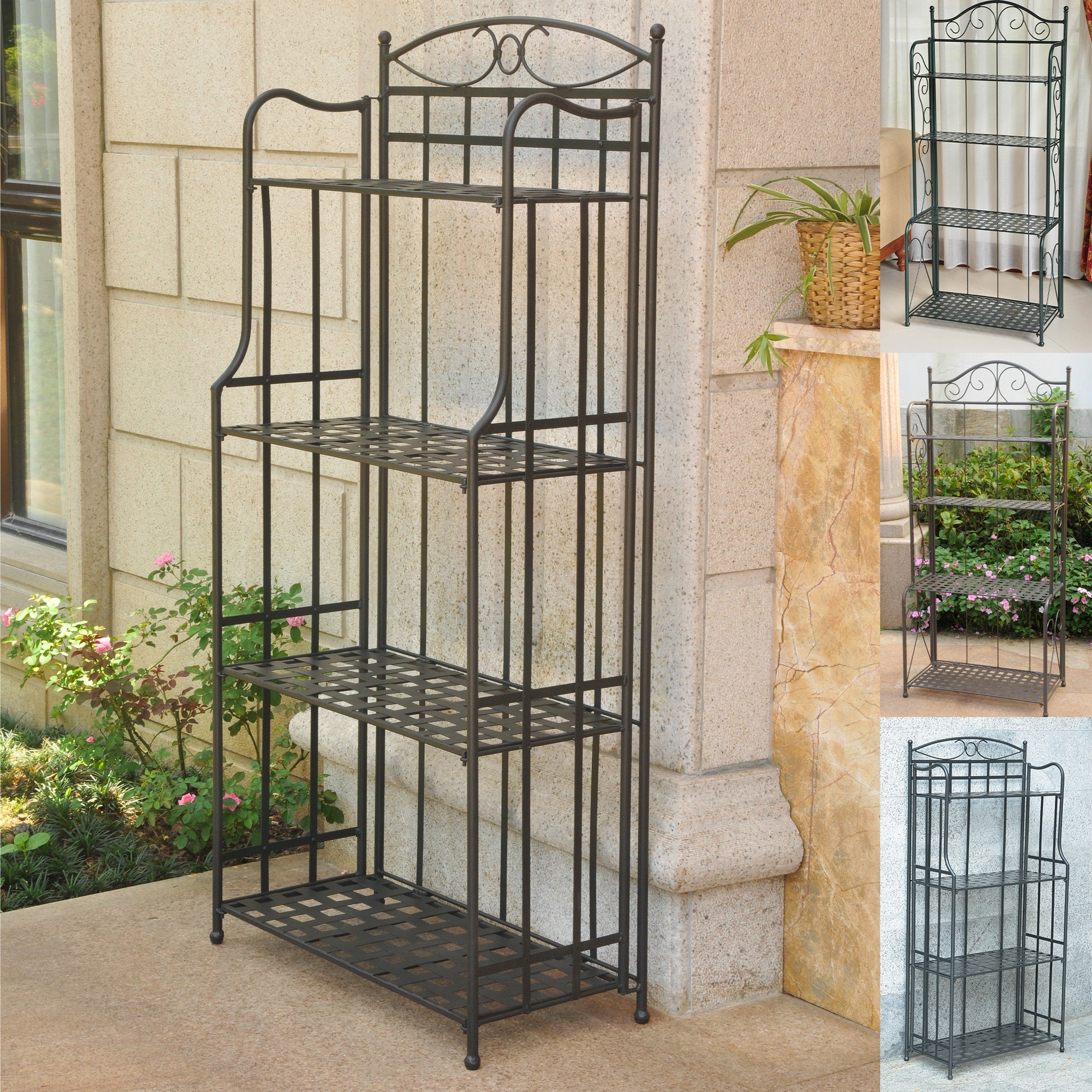 International Caravan Santa Fe 4 Tier Indoor Outdoor Bakers Rack