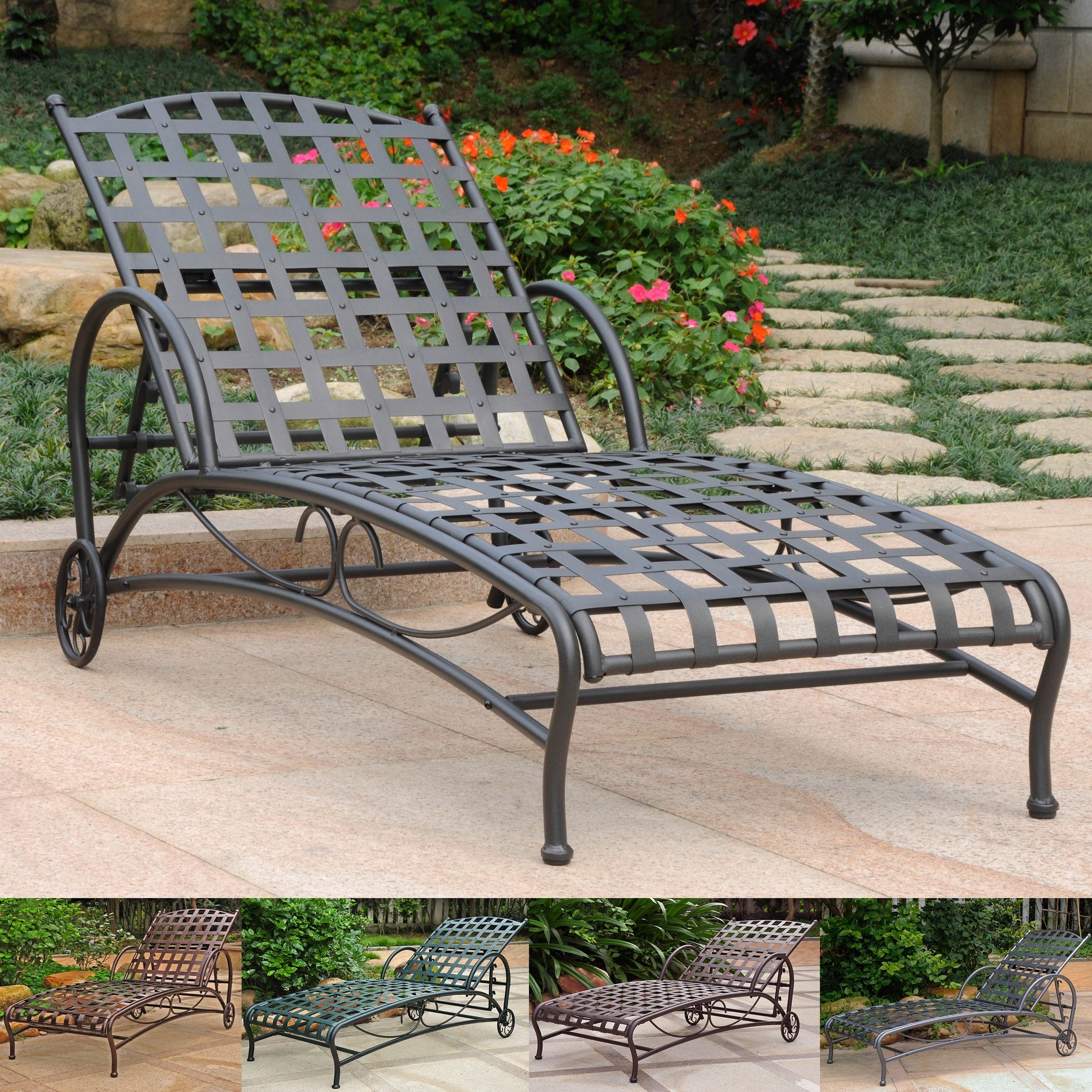 International Caravan Santa Fe Nailhead Multi Position Chaise Lounge