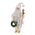 Santa Figurine With Wreath And Staff
