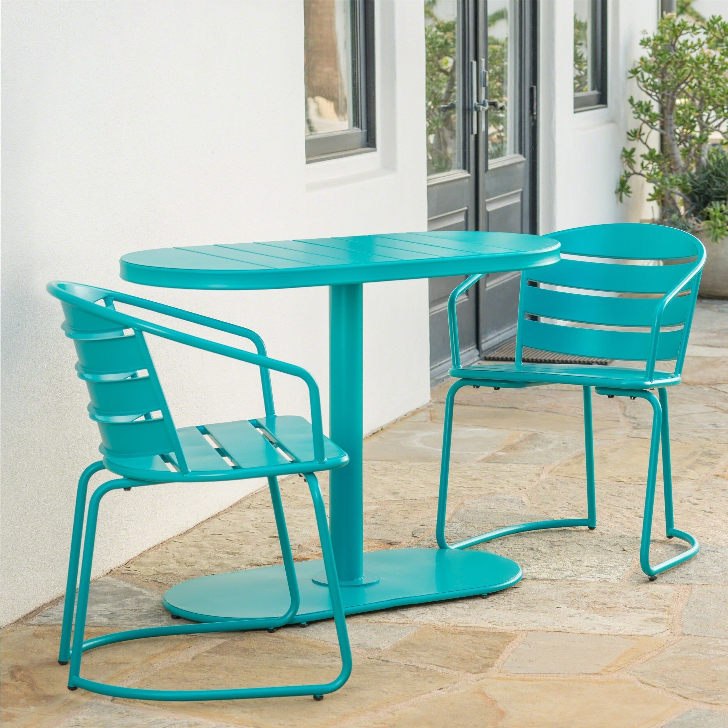 Santa Monica Outdoor 3 Piece Oval Bistro Chat Set By Christopher Knight Home
