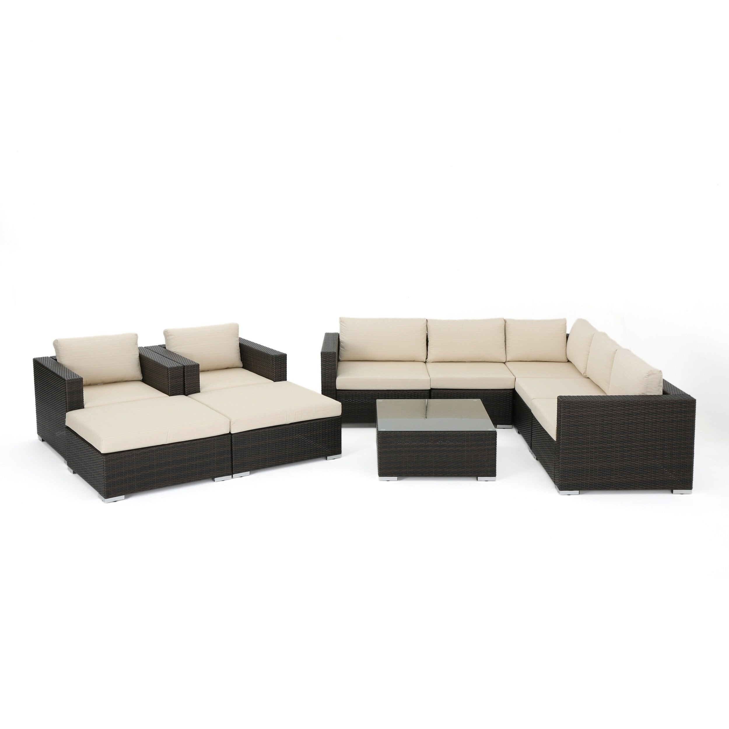Santa Rosa Outdoor 10 Piece Wicker Sectional Sofa Set With Cushions By Christopher Knight Home