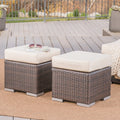 Santa Rosa Outdoor 16 Inch Square Wicker Ottoman With Cushion Set Of 2 By Christopher Knight Home