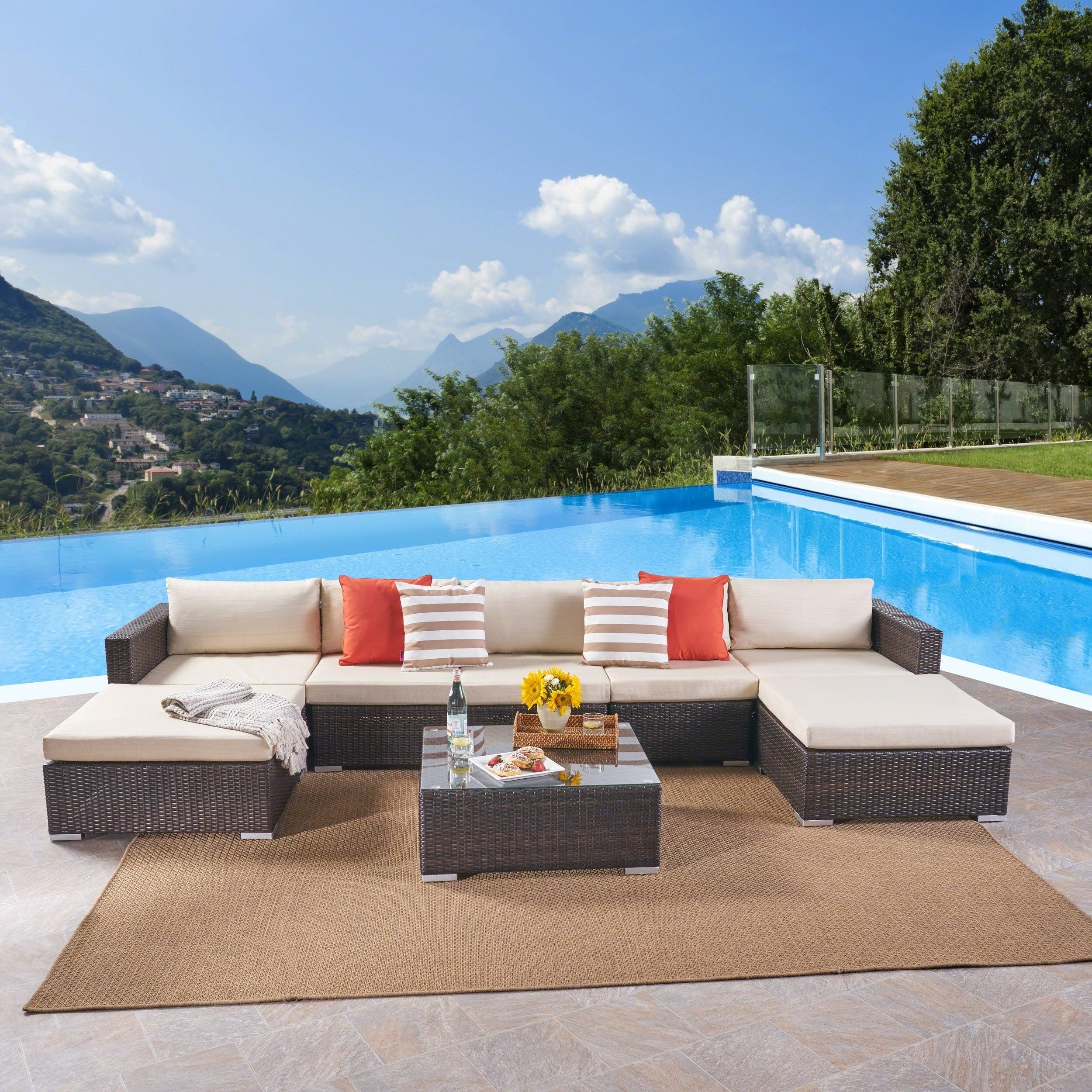Santa Rosa Outdoor 5 Seater Wicker Sectional Sofa Set By Christopher Knight Home