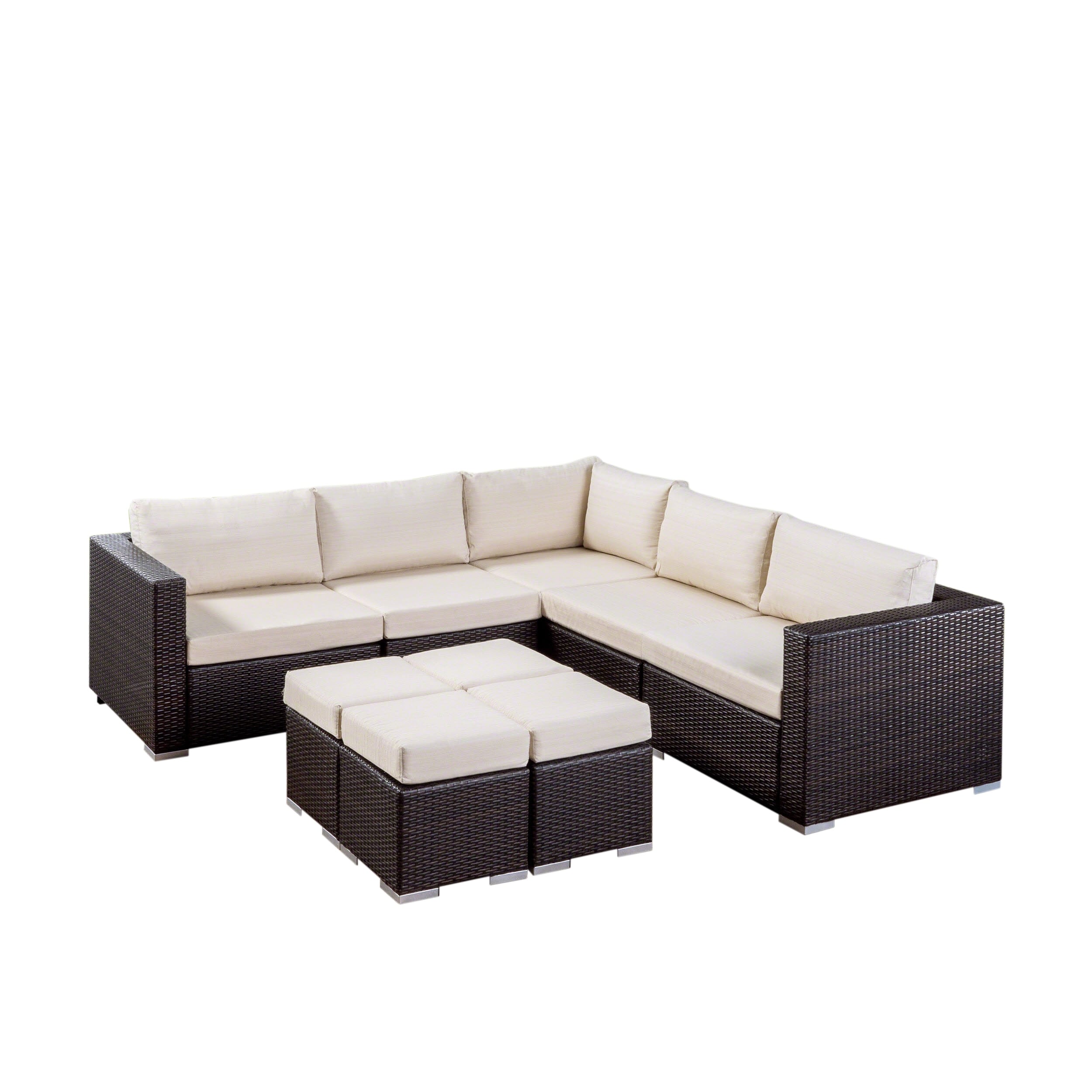 Santa Rosa Outdoor 5 Seater Wicker Sectional Sofa Set With Aluminum Frame And Cushions By Christopher Knight Home