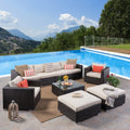 Santa Rosa Outdoor 6 Seater Wicker Sectional With Aluminum Frame By Christopher Knight Home