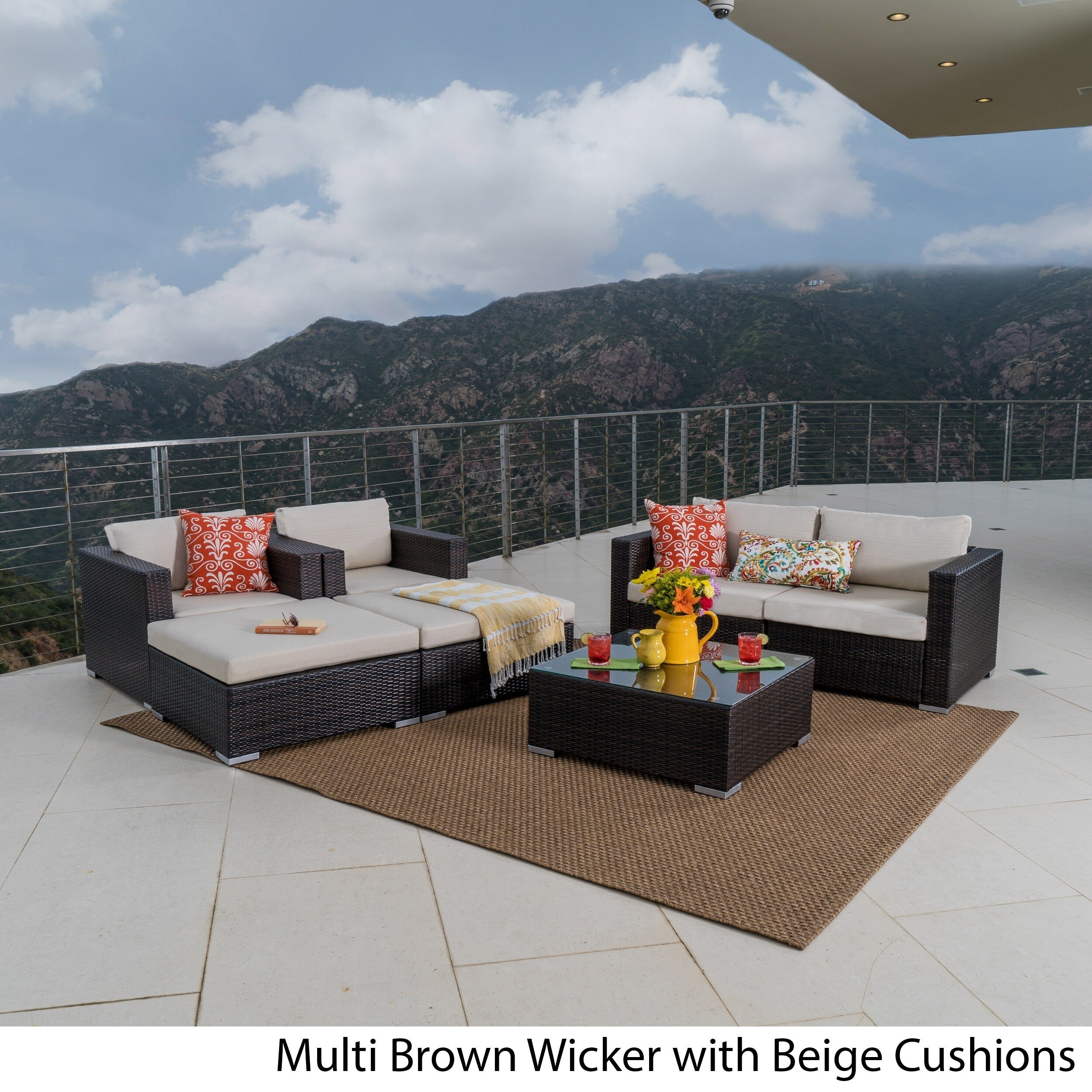 Santa Rosa Outdoor 7 Piece Wicker Sectional Sofa Set With Cushions By Christopher Knight Home