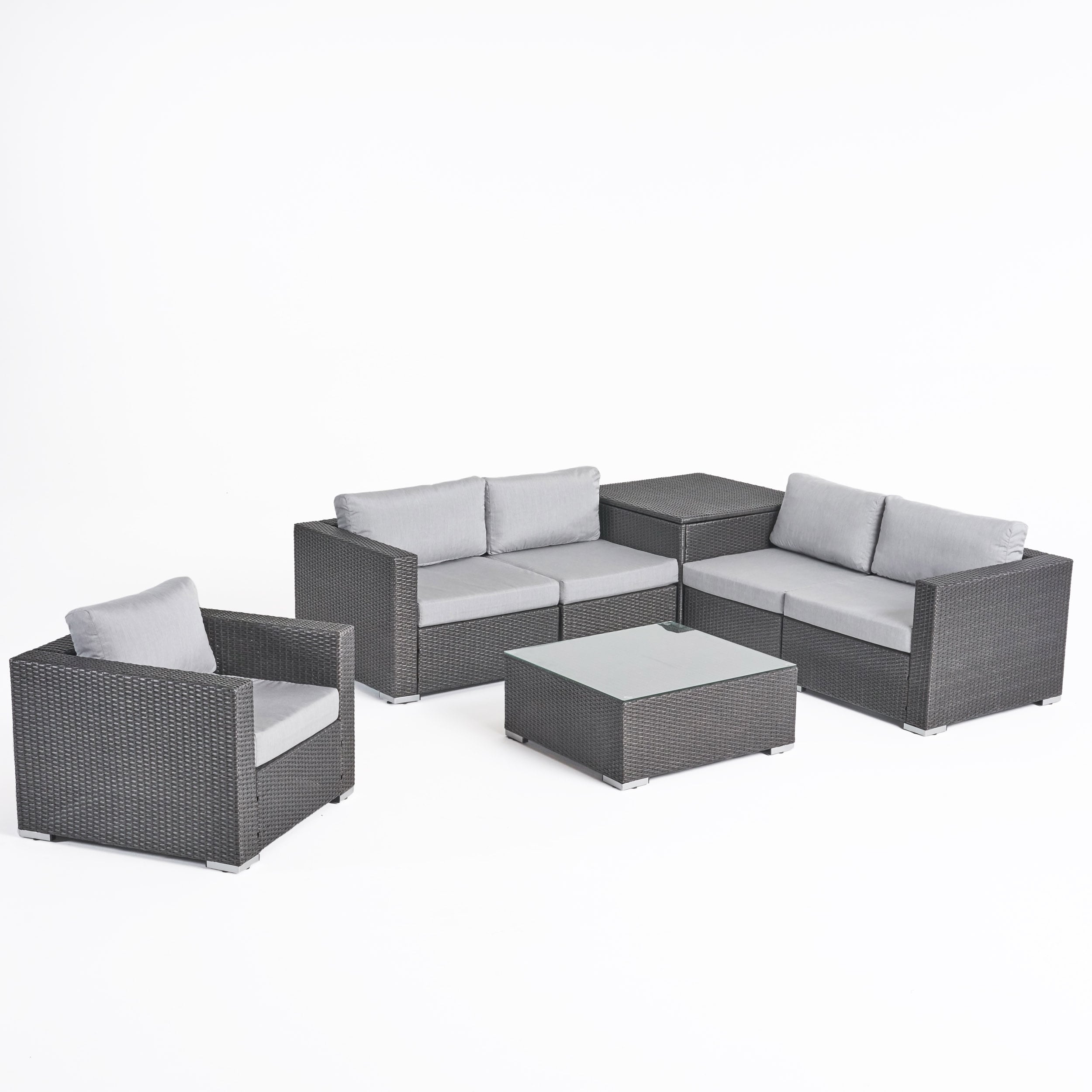 Santa Rosa Outdoor 7 Piece Wicker Sectional Sofa With Storage By Christopher Knight Home