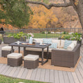 Santa Rosa Outdoor 8 Piece Rectangle Aluminum Wicker Dining Sofa Set With Cushions By Christopher Knight Home