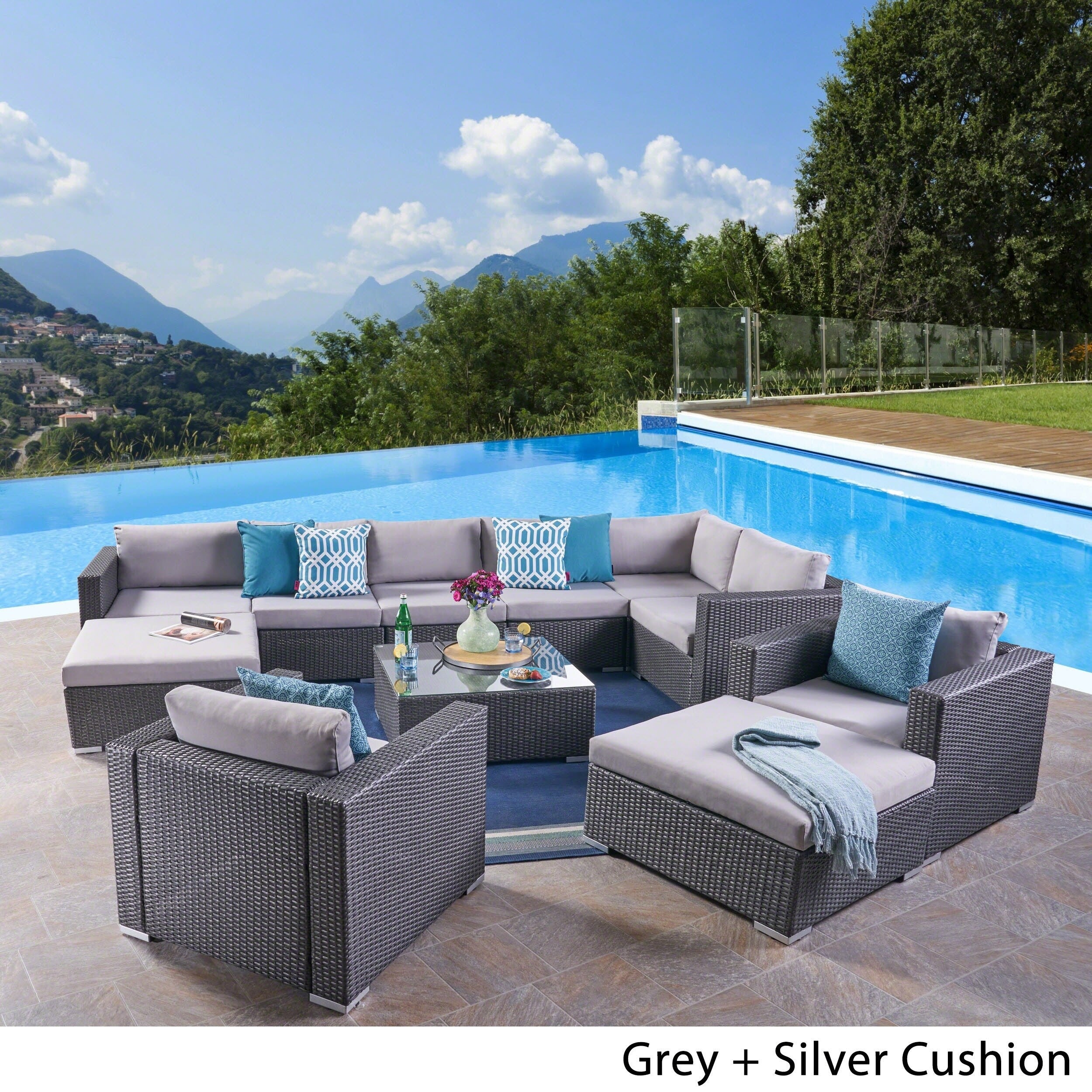 Santa Rosa Outdoor 8 Seater Wicker Sectional Sofa Set By Christopher Knight Home