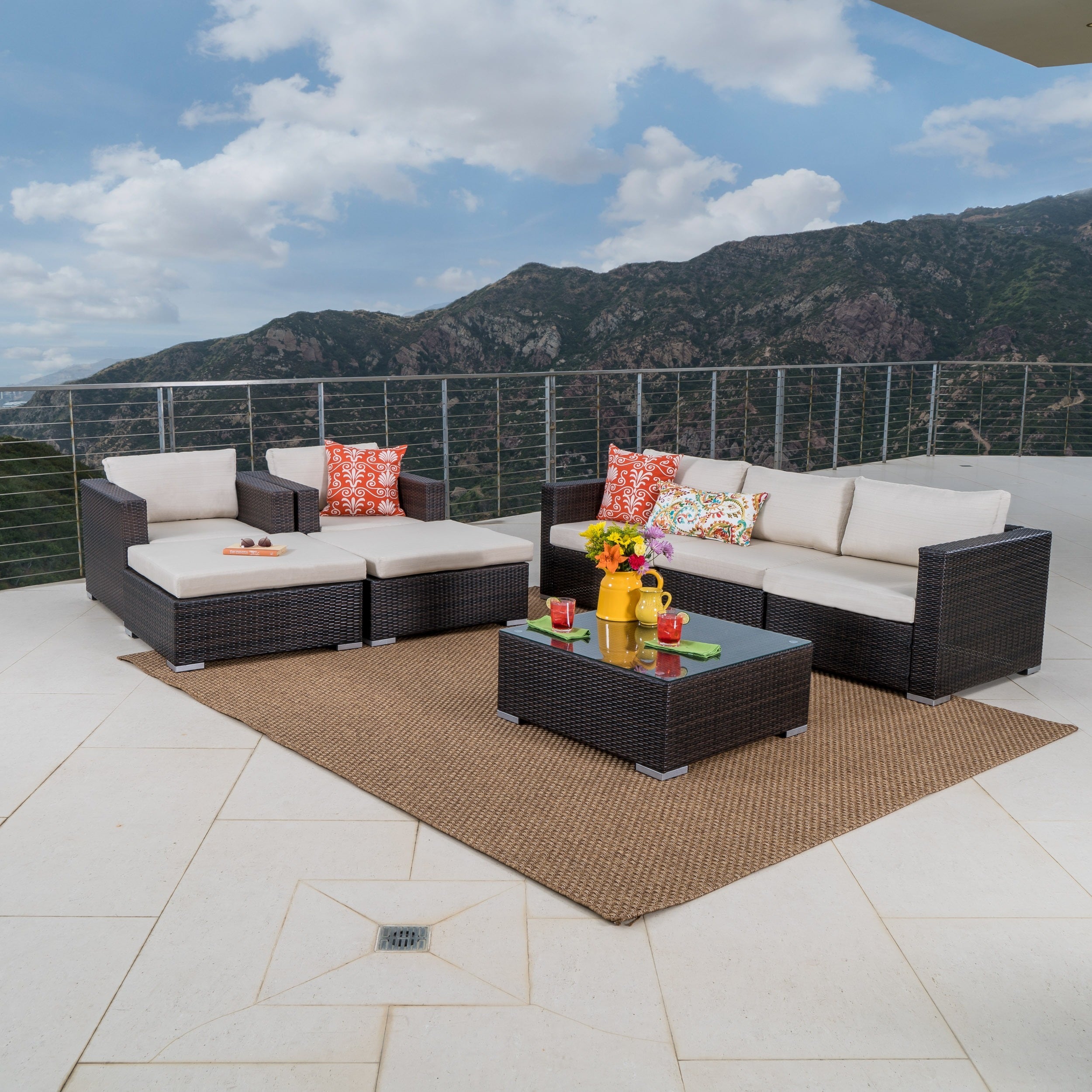 Santa Rosa Outdoor 8 Piece Wicker Sectional Sofa Set With Cushions By Christopher Knight Home